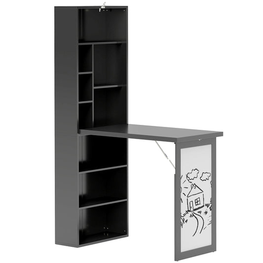 Photo of HOMCOM Three-Part Work Desk, with Storage and Writing Board - Black in Black colour on a white background
