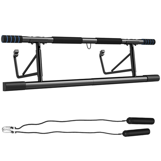 Photo of SPORTNOW Pull-Up Bar, No-Drilling Chin-Up Bar, Push-Up Stand with Resistance Bands, Padded Handles for Home Gym Exercise in Exercise colour on a white background