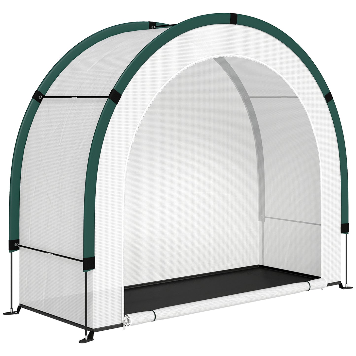 Photo of Outsunny Foldable Small Greenhouse, Portable Green House Mini Greenhouse with Zipper Door, PE Base, 200 x 80 x 164 cm, Green in Green colour on a white background