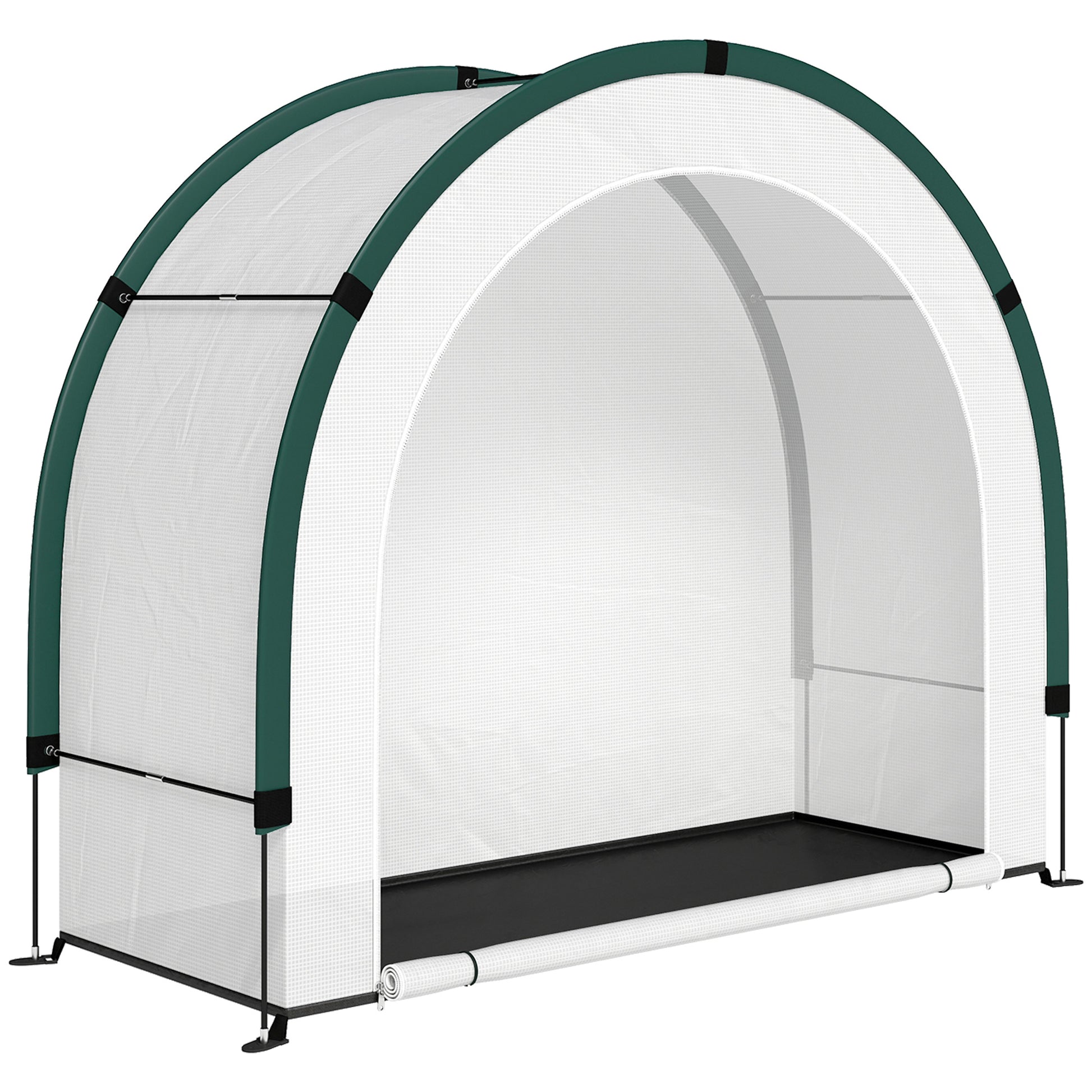 Photo of Outsunny Foldable Small Greenhouse, Portable Green House Mini Greenhouse with Zipper Door, PE Base, 200 x 80 x 164 cm, Green in Green colour on a white background