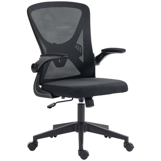 Photo of Vinsetto Mesh Back Office Chair, with Flip-Up Arms - Black in Black colour on a white background