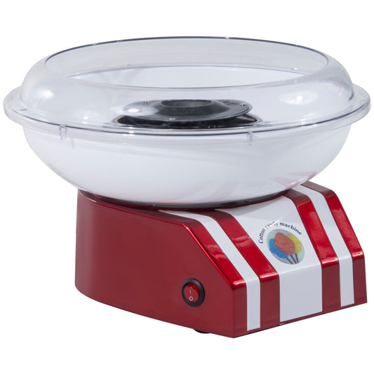 Photo of HOMCOM Candy Floss Machine for Kids & Adults, 550W  Retro Cotton Maker for Sugar or Candies,  Including 10 Candyfloss Sticks, Non-Slip Base, Red & White in White colour on a white background