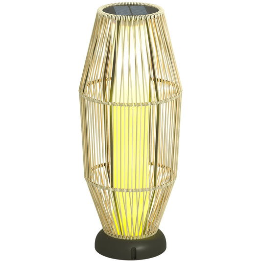 Photo of Outsunny Garden Rattan Lamp, 72 cm Tall Solar Rattan Floor Lamp, Solar Garden Light with Auto On/Off LED, IP44 for Outdoor, Porch, Pathway, Terrace, Grey in Grey colour on a white background