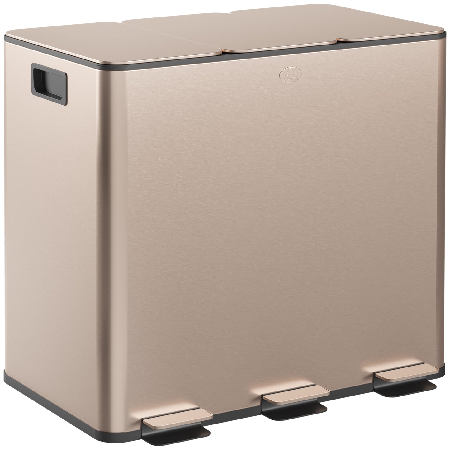 Photo of HOMCOM 45L Triple Compartment Stainless Steel Bin, with Deodoriser Holders - Gold Tone in Tone colour on a white background