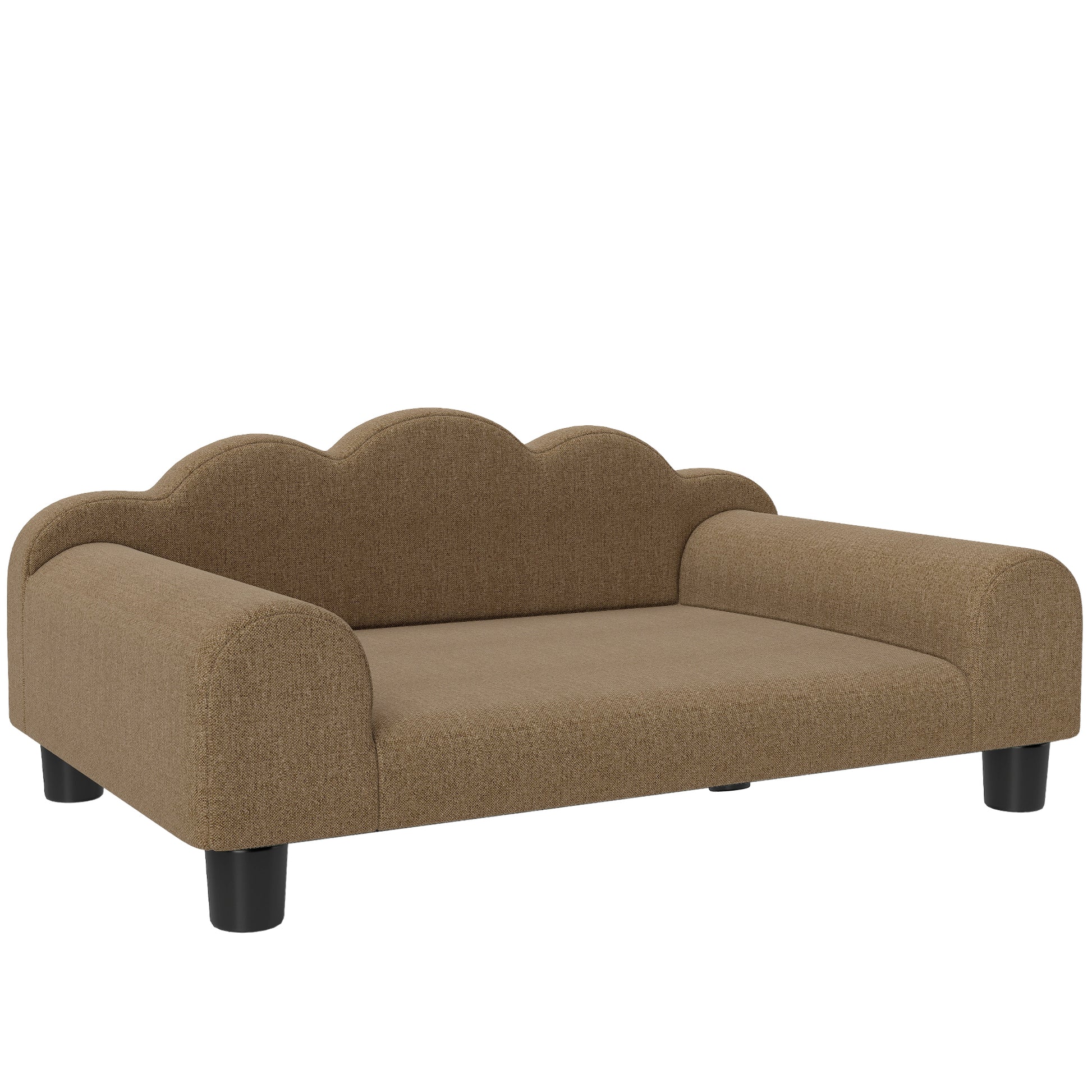 Photo of PawHut Elevated Dog Sofa Bed, Breathable Pet Sofa with Backrest and Armrest for Small Dogs, Brown in Brown colour on a white background