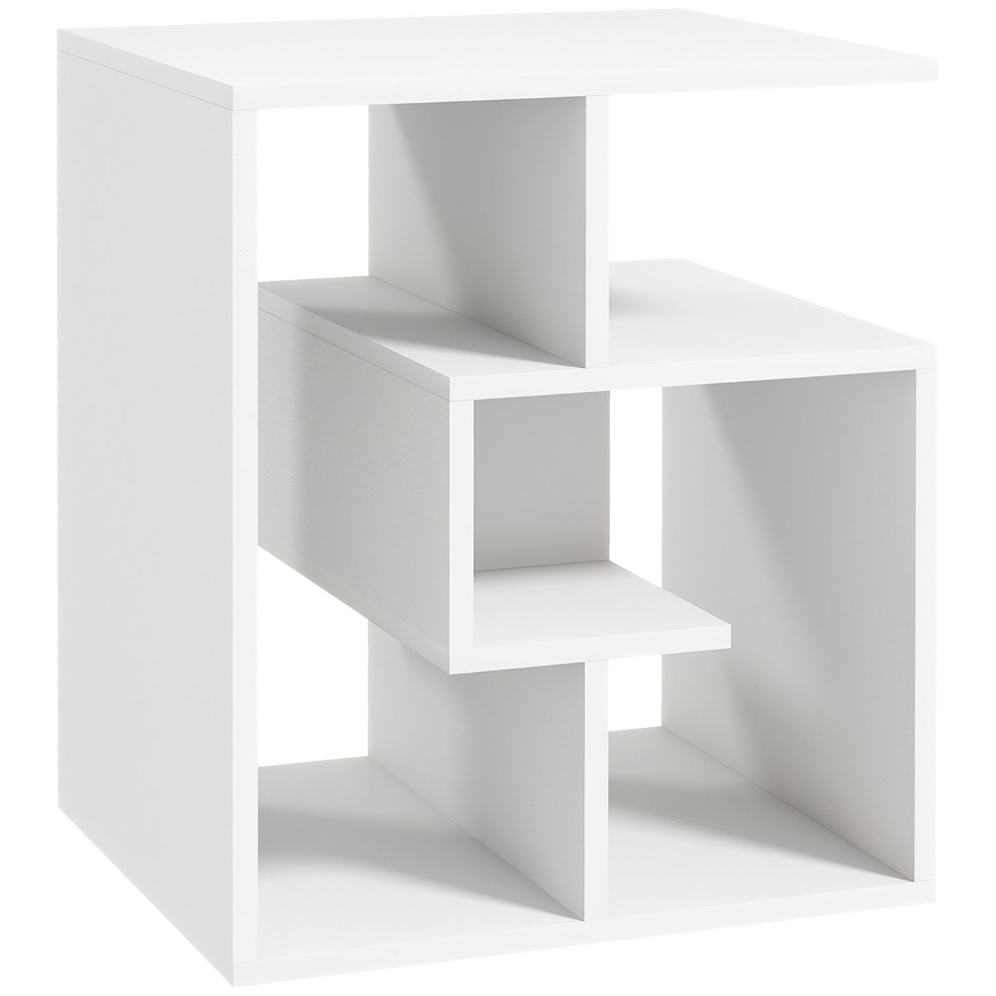 Photo of HOMCOM Side Table, 3 Tier End Table with Open Storage Shelves for Living Room, Bedroom, White in White colour on a white background