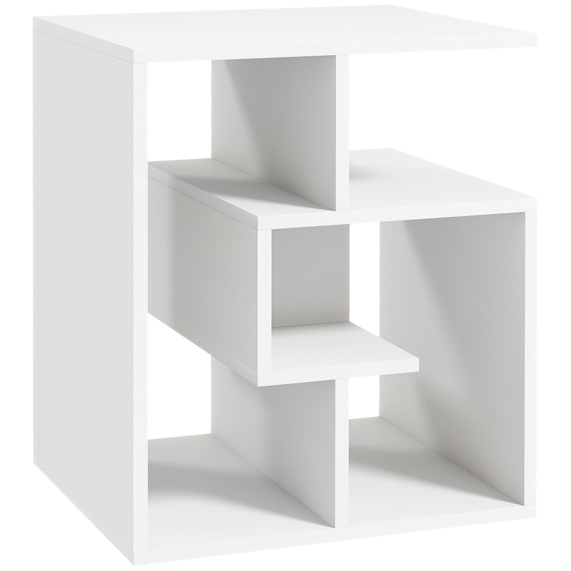 Photo of HOMCOM Side Table, 3 Tier End Table with Open Storage Shelves for Living Room, Bedroom, White in White colour on a white background