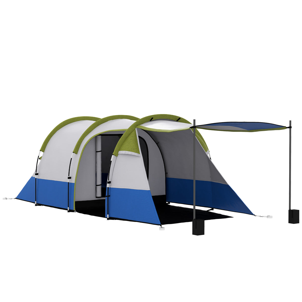 Photo of Outsunny Two Man Two-Room Tent, with Porch and Accessories - Green in Green colour on a white background