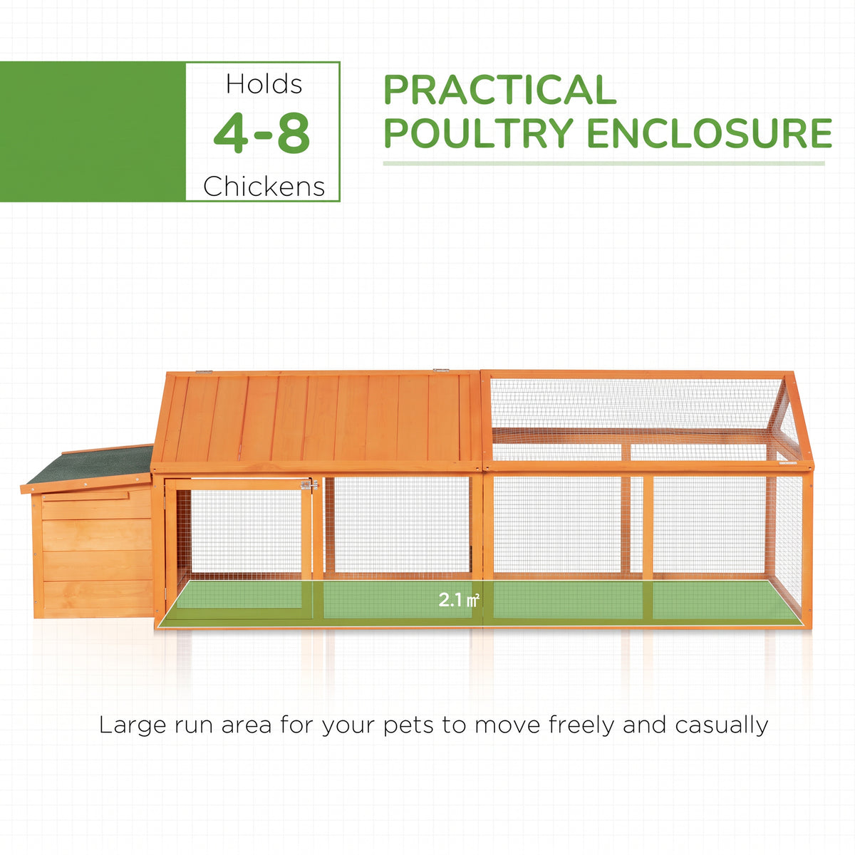 PawHut chicken coop with covered shelter and spacious mesh enclosure