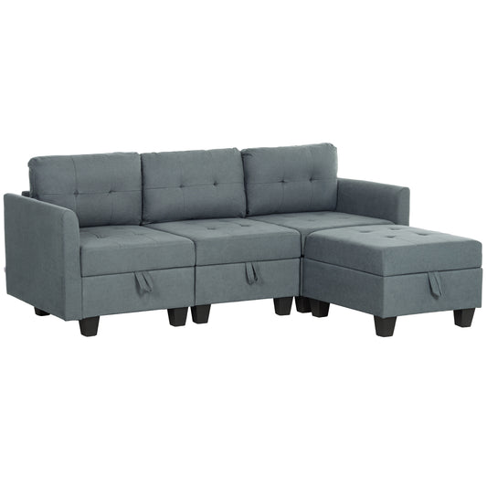 Photo of HOMCOM 'L' Shape Modular Sofa, with Storage - Dark Grey in Grey colour on a white background