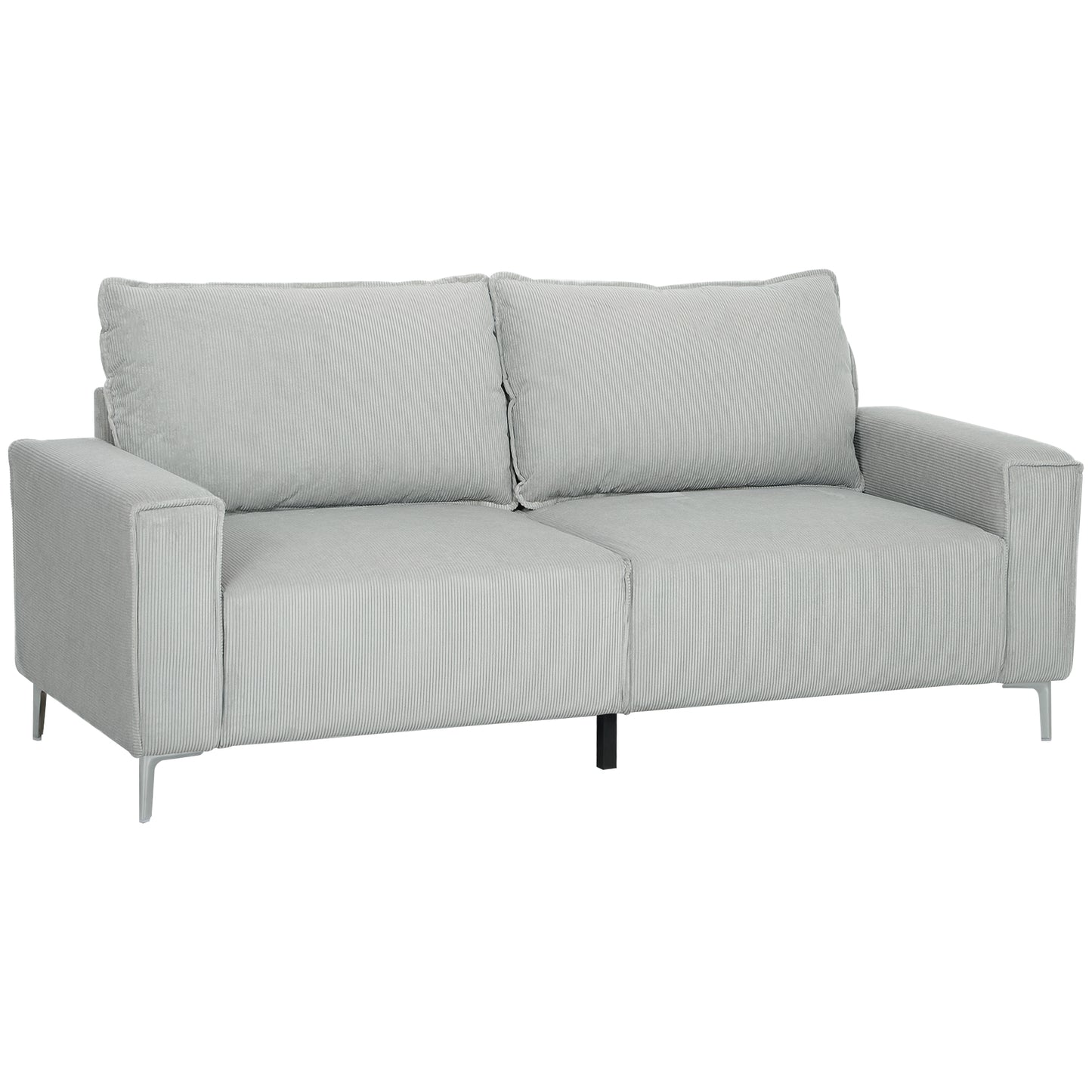 Photo of HOMCOM Three-Seater Corduroy - Light Grey in Grey colour on a white background