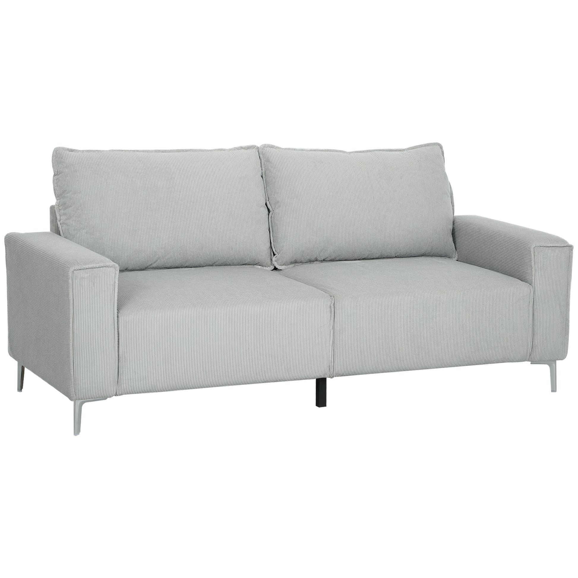 Photo of HOMCOM Three-Seater Corduroy - Light Grey in Grey colour on a white background