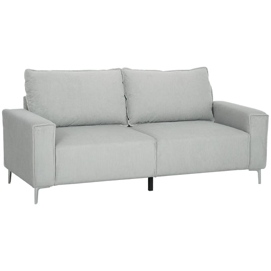 Photo of HOMCOM Three-Seater Corduroy - Light Grey in Grey colour on a white background