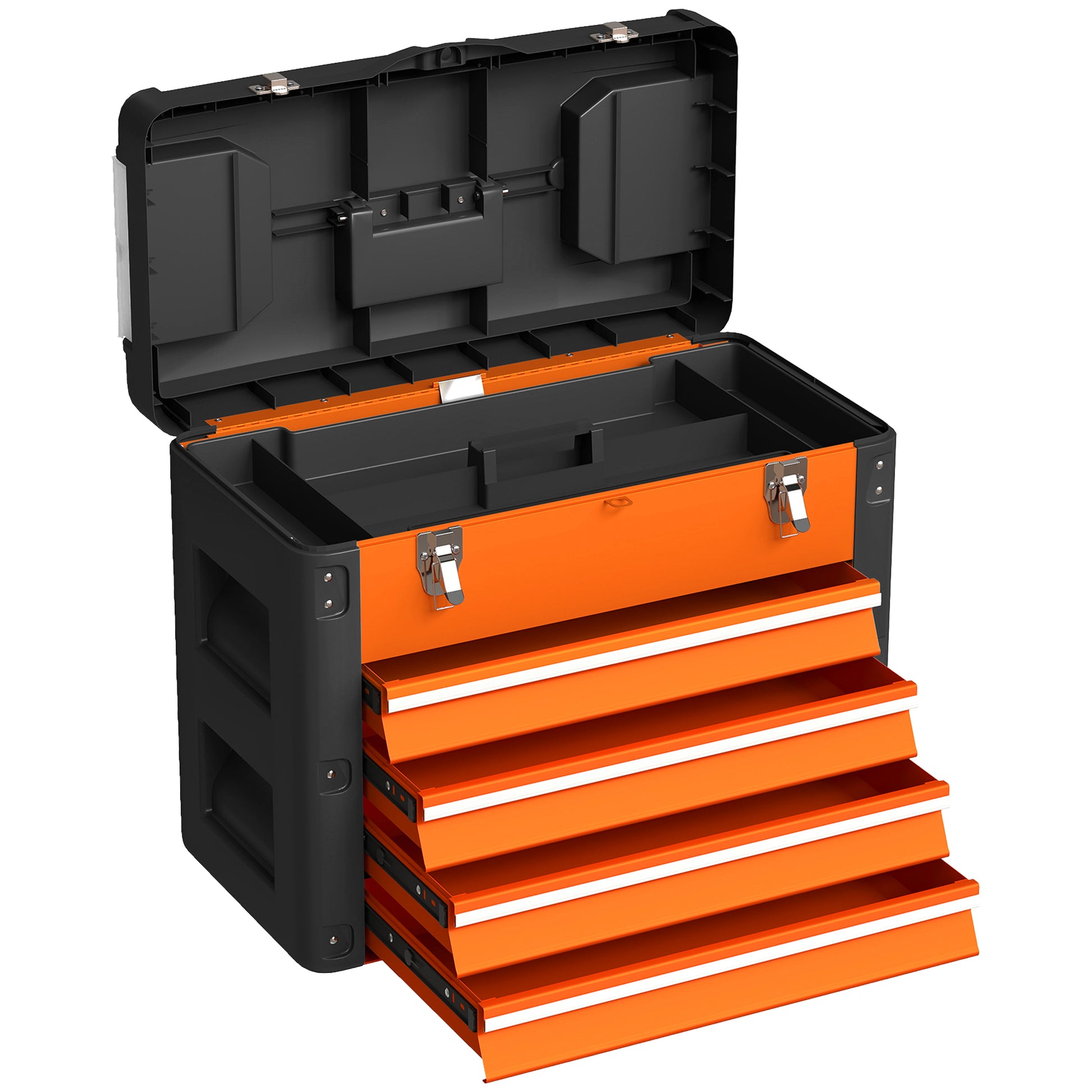 Photo of HOMCOM 4 Drawers Large Toolbox - Orange in Orange colour on a white background