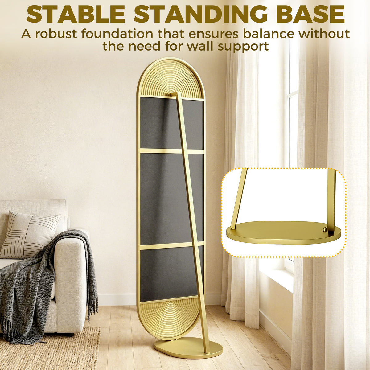 HOMCOM 50 x 161 cm Wavy Full Length Mirror, Free Standing Mirror with Metal Frame and Solid Base, Gold Tone