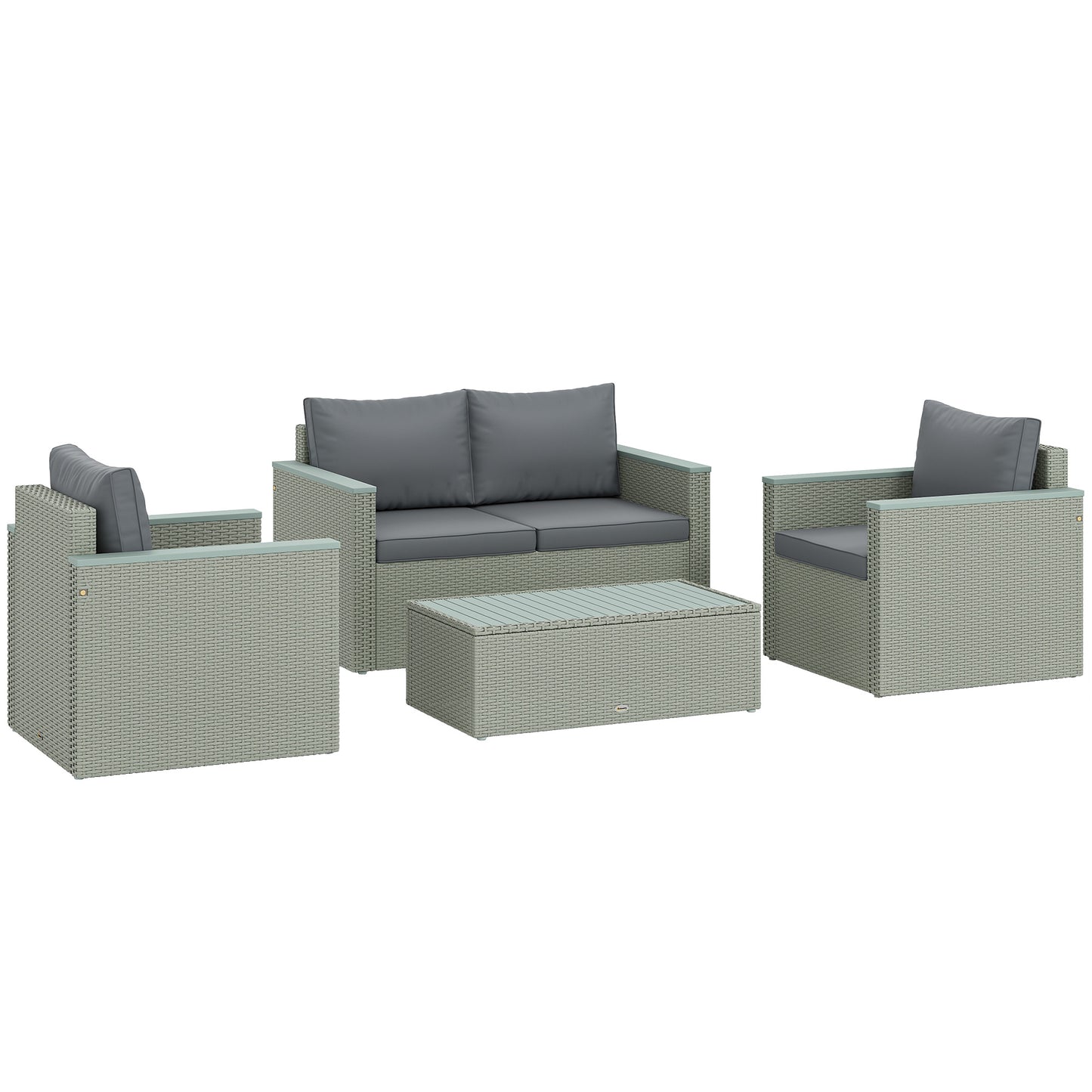 Photo of Outsunny Four-Piece Rattan Sofa Set, with Wood-Top Table in Table colour on a white background