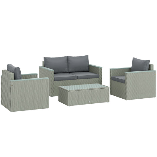 Photo of Outsunny Four-Piece Rattan Sofa Set, with Wood-Top Table in Table colour on a white background