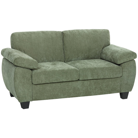 Photo of HOMCOM 2 Seater Sofa, 156cm Chenille Loveseat Sofa, Dark Green in Green colour on a white background