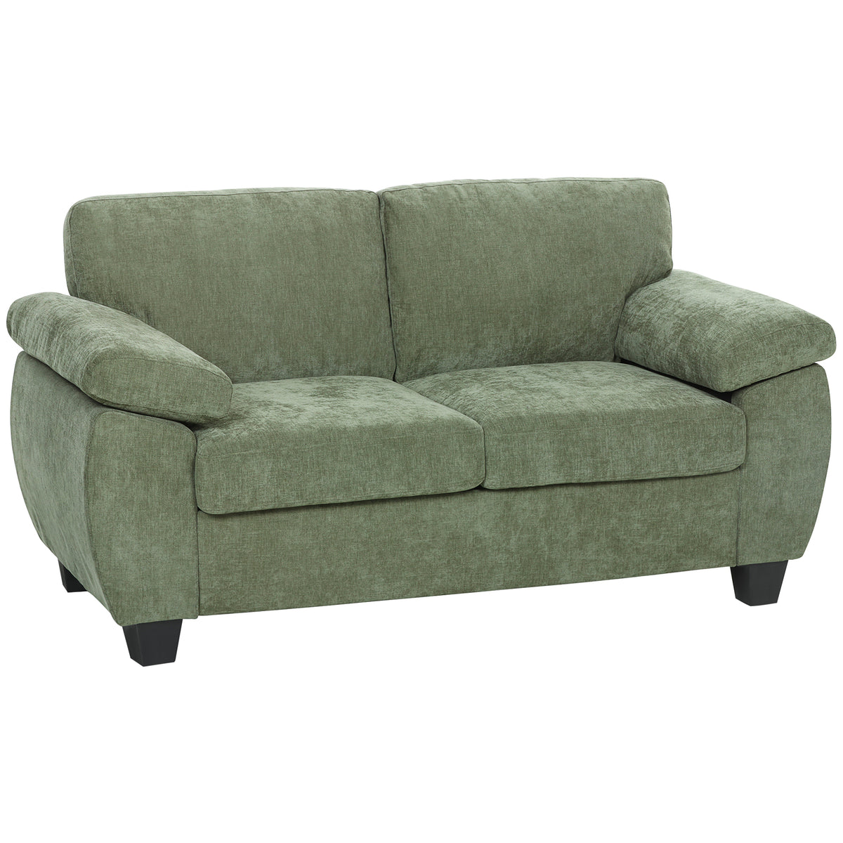 Photo of HOMCOM 2 Seater Sofa, 156cm Chenille Loveseat Sofa, Dark Green in Green colour on a white background