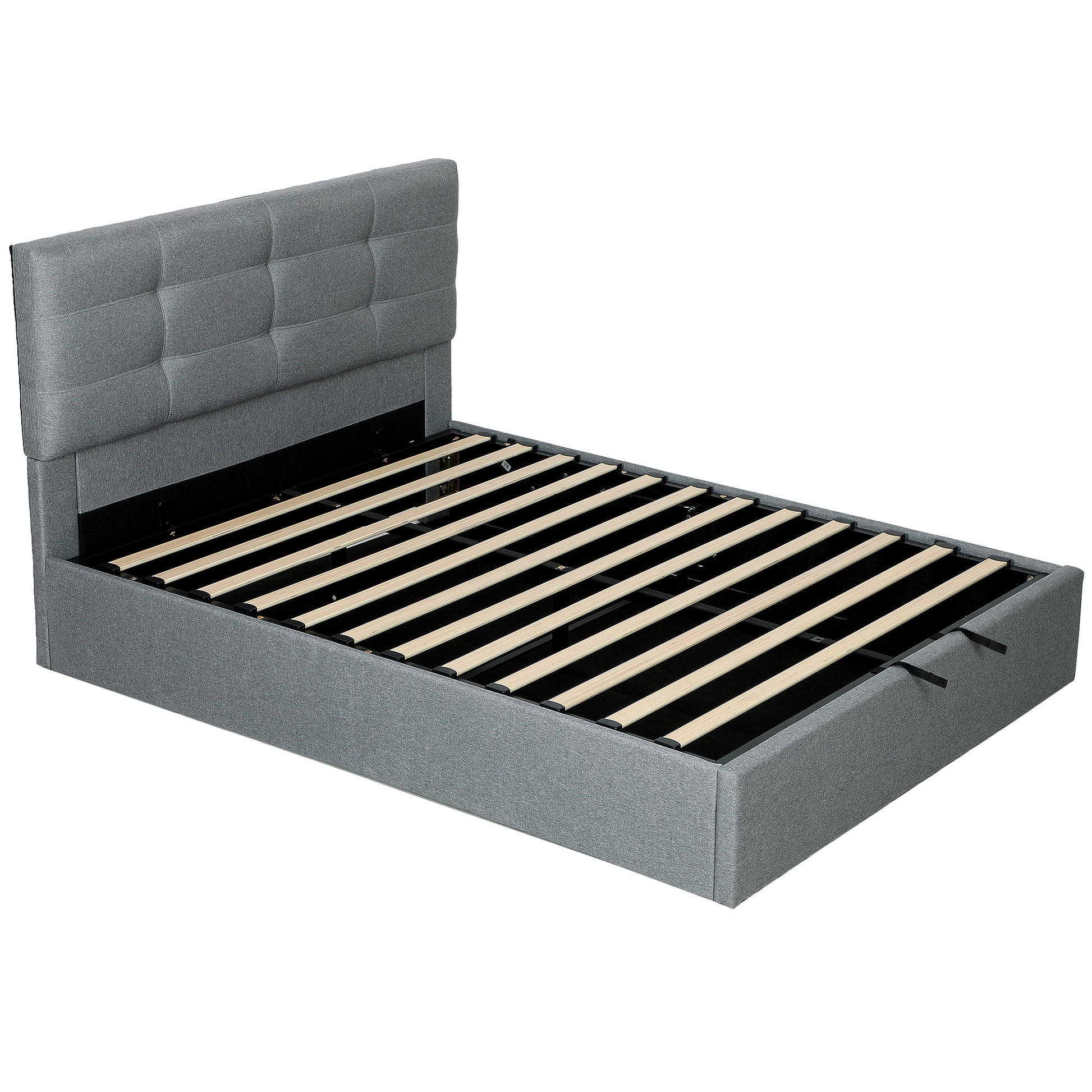 Photo of HOMCOM 5ft King Ottoman Bed with Gas Lift Storage - Grey in Grey colour on a white background