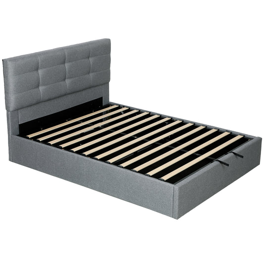 Photo of HOMCOM 5ft King Ottoman Bed with Gas Lift Storage - Grey in Grey colour on a white background