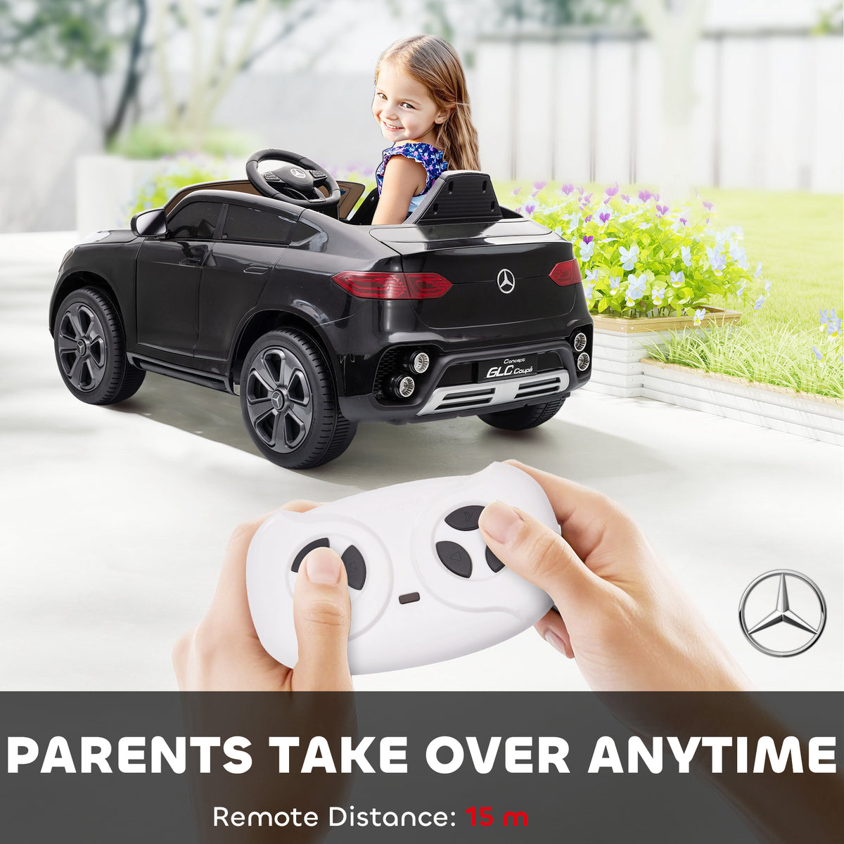 AIYAPLAY Mercedes-Benz GLC Licensed Kids Ride on Car with Remote Control, Soft Start, MP3, LED Headlights, Black