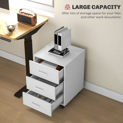 HOMCOM white filing cabinet with open drawers for document storage