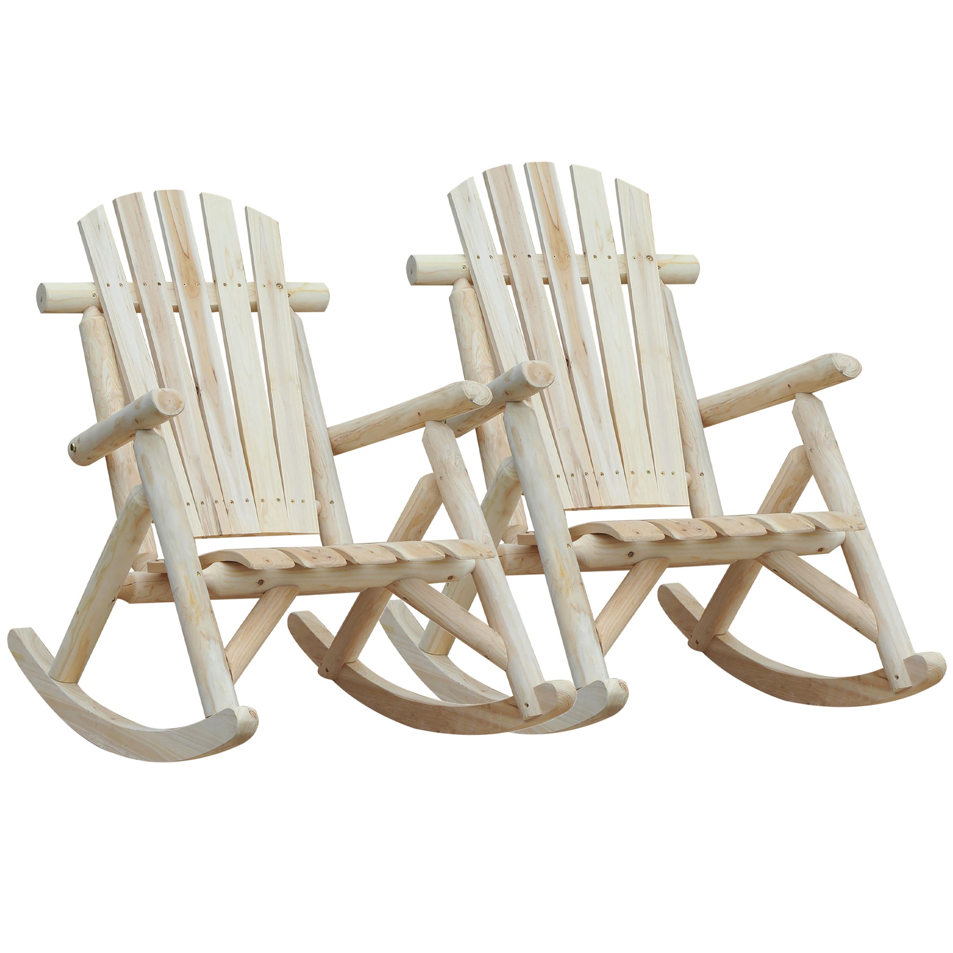 Photo of Outsunny 2 Piece Adirondack Chair Cedar Wood Ergonomic Rocking Chair Porch Rocker Garden Traditional - Burlywood in Burlywood colour on a white background