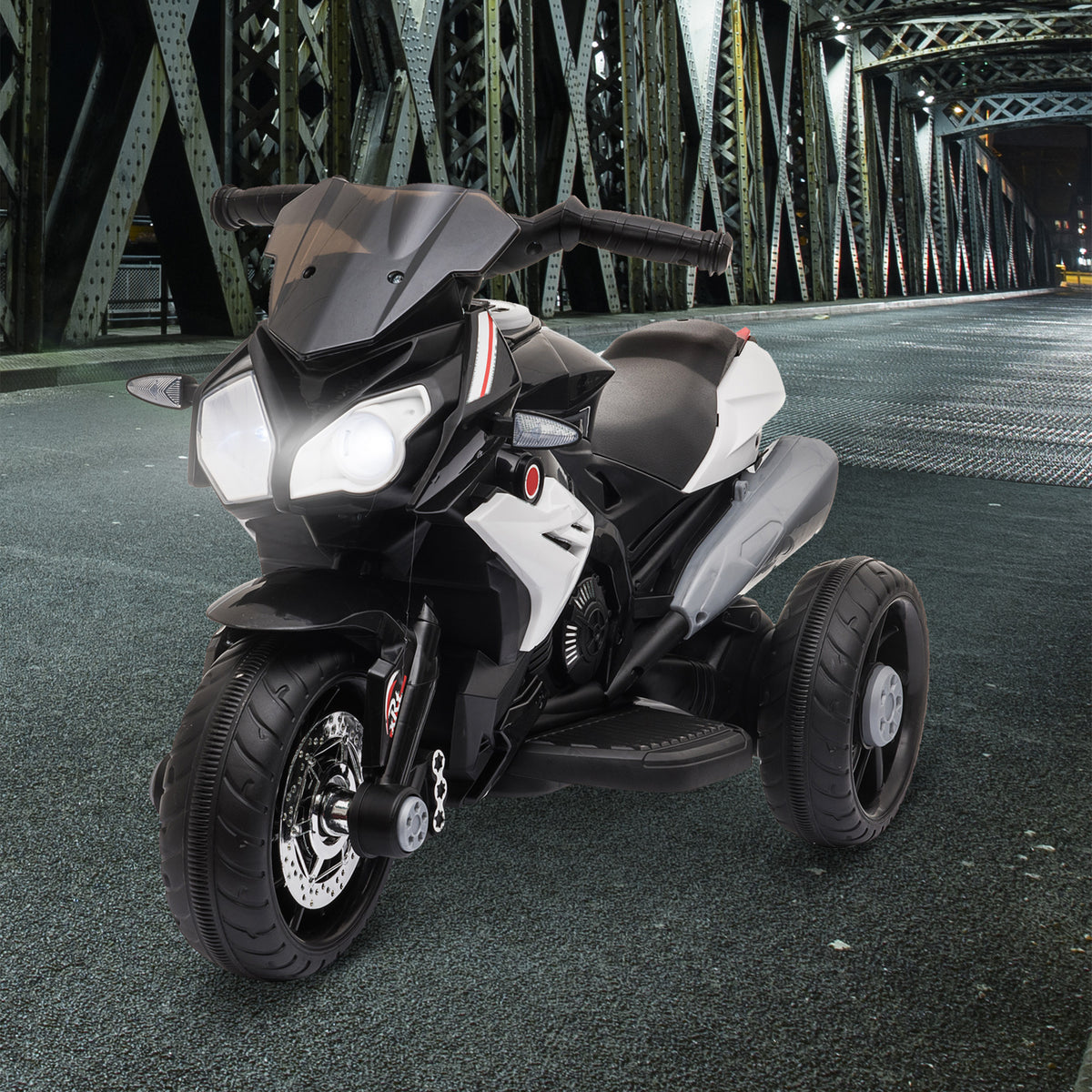 HOMCOM Kids Electric Motorcycle, 6V Ride on Motorcycle with 3 Wheels, LED Headlight, Music, Horn for Boys Girls 3-5 Y, Black