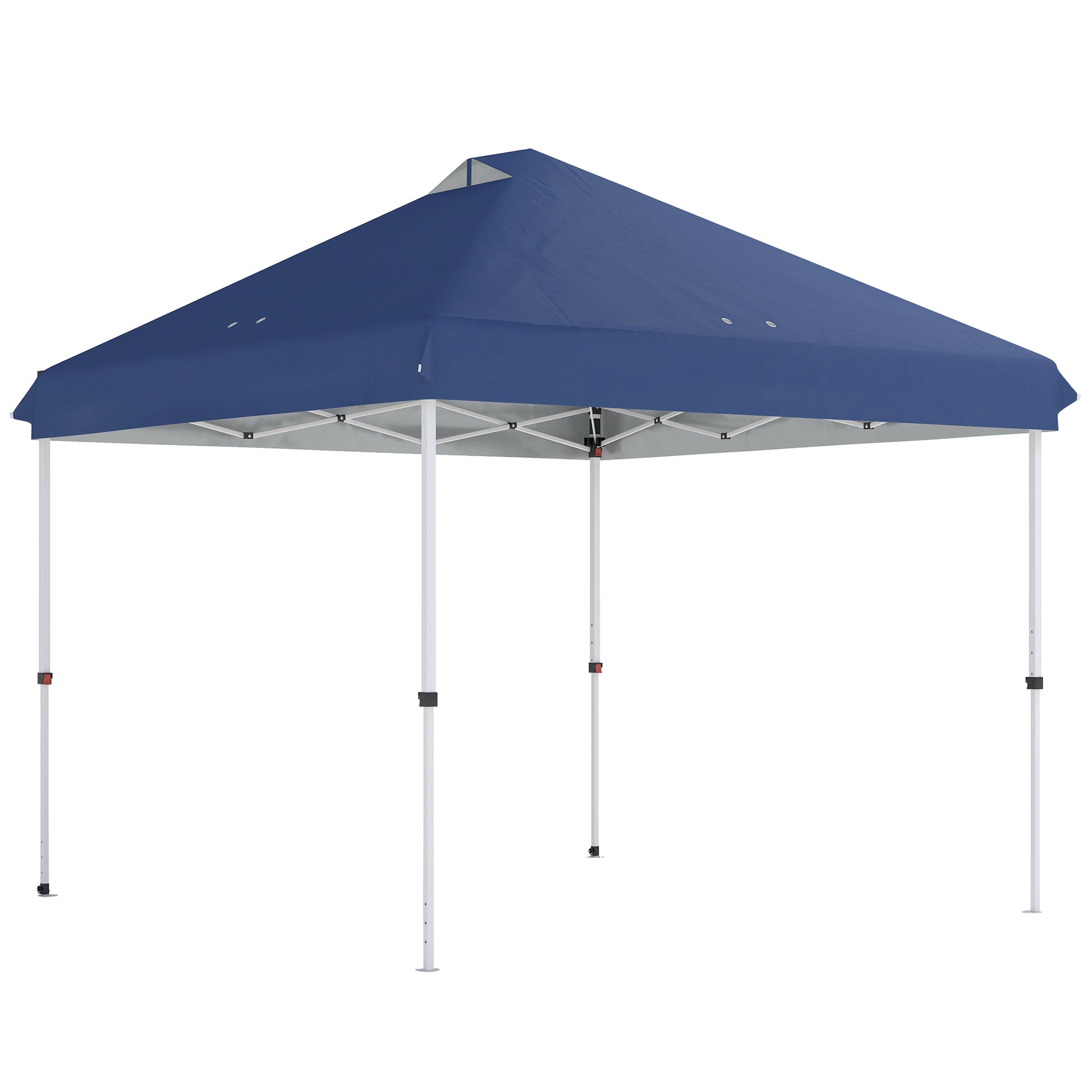 Photo of Outsunny 3 x 3 m Pop Up Gazebo with Wheels, UPF50+ One-Touch Outdoor Garden Party Tent Marquee Wedding Awning Canopy, Dark Blue in Blue colour on a white background