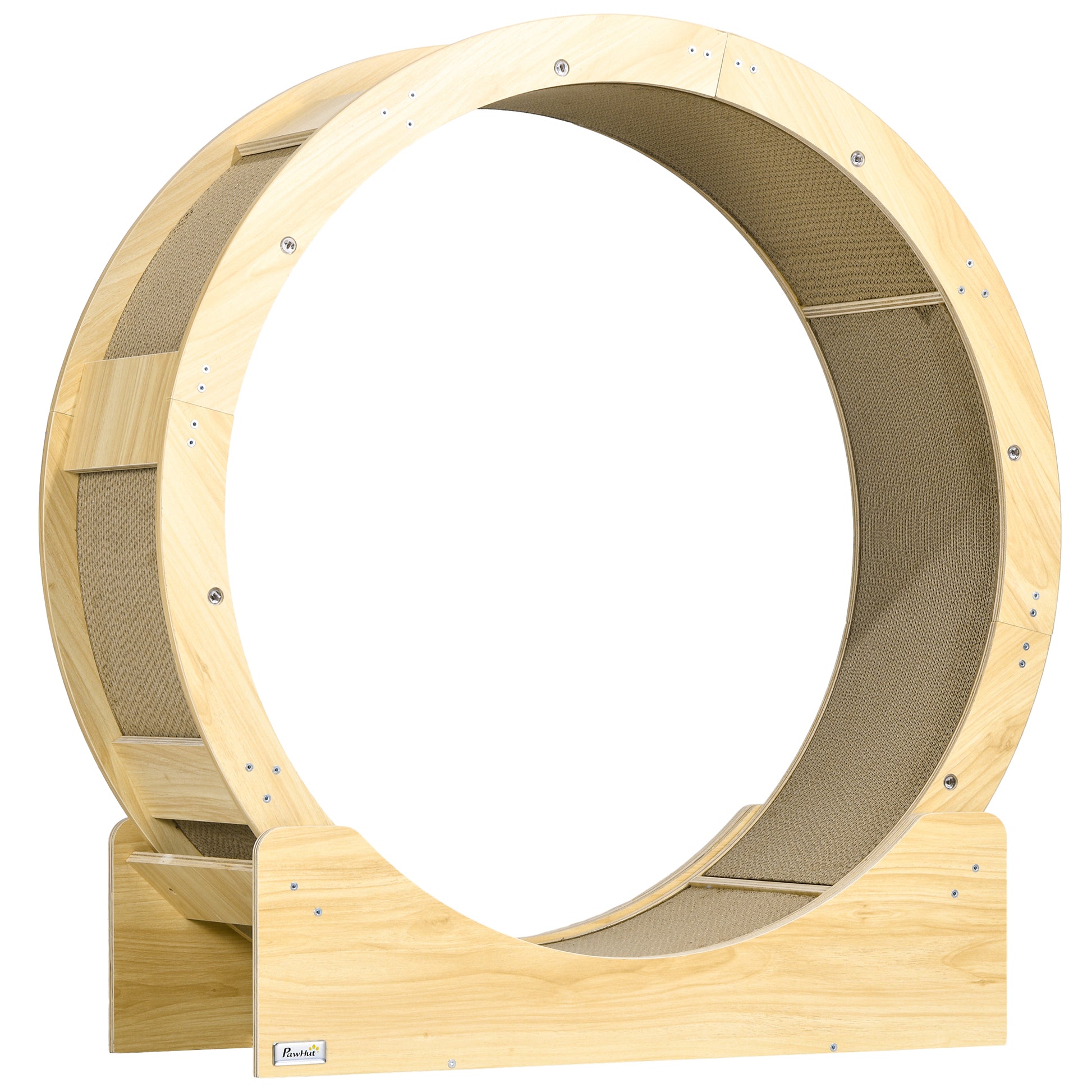 Photo of PawHut Cat Wheel with Brake, Scratching Pads - Oak Tone in Tone colour on a white background