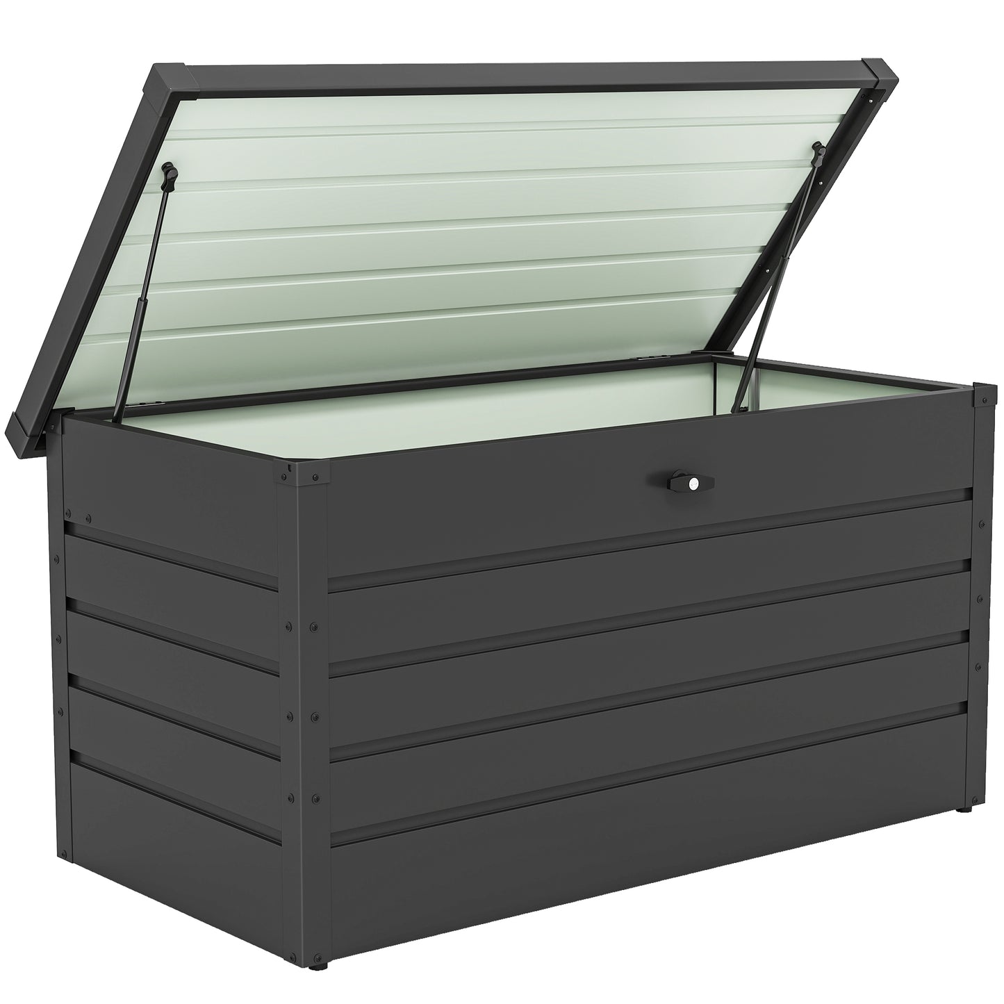 Photo of Outsunny 311L Galvanised Steel Garden Storage Box - Dark Grey in Grey colour on a white background