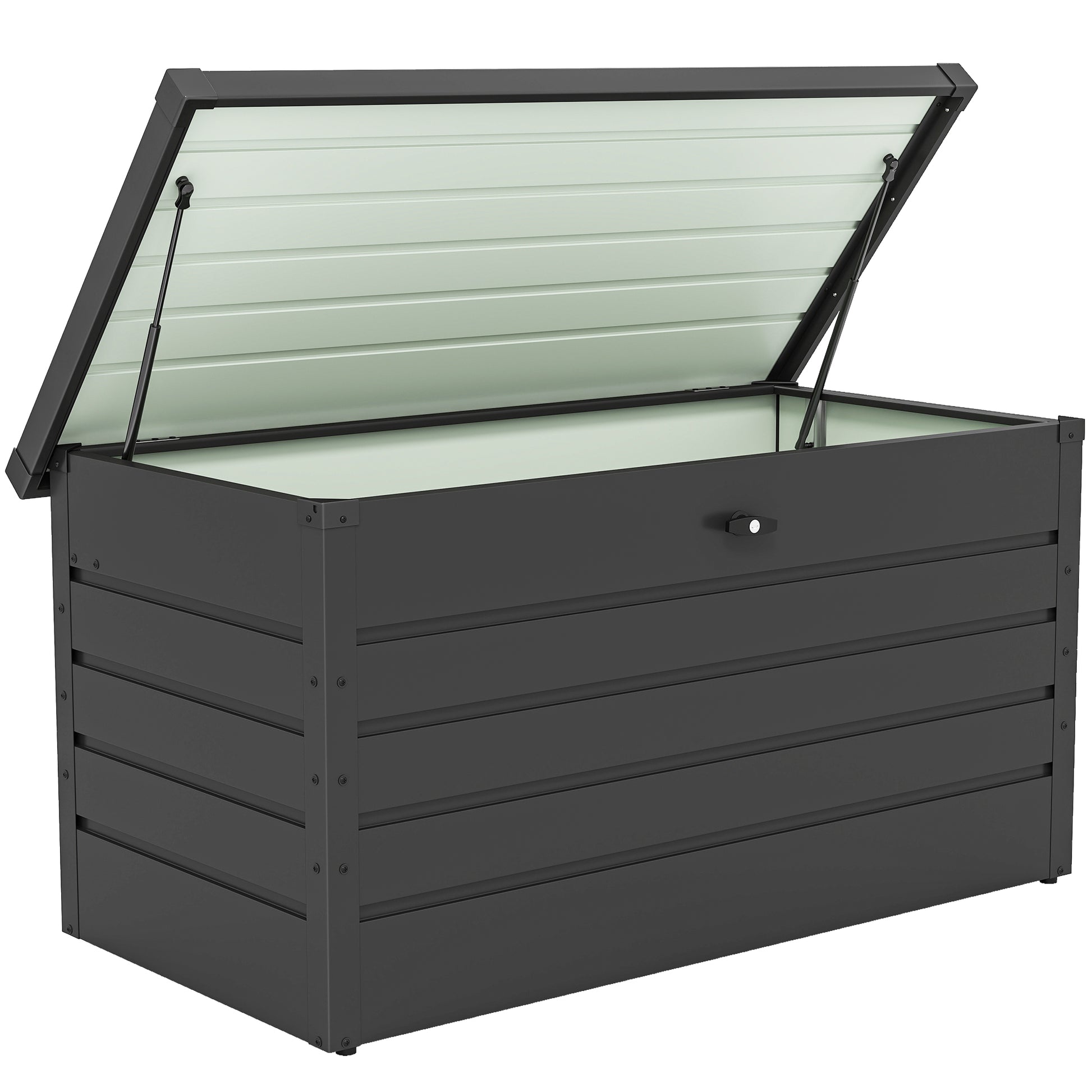 Photo of Outsunny 311L Galvanised Steel Garden Storage Box - Dark Grey in Grey colour on a white background