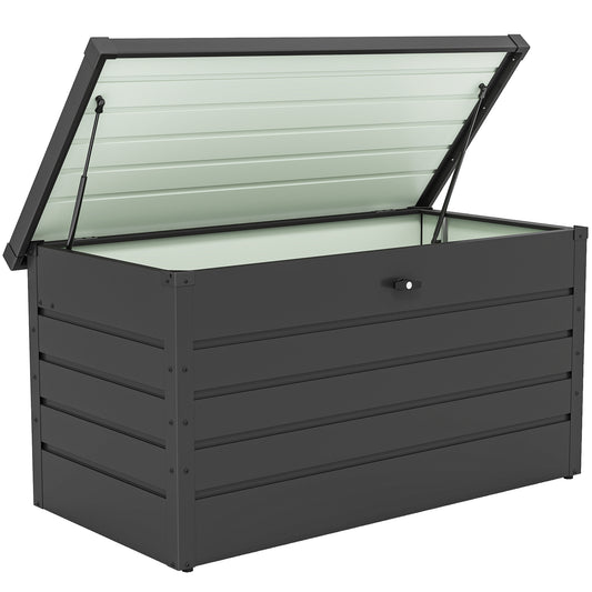 Photo of Outsunny 311L Galvanised Steel Garden Storage Box - Dark Grey in Grey colour on a white background