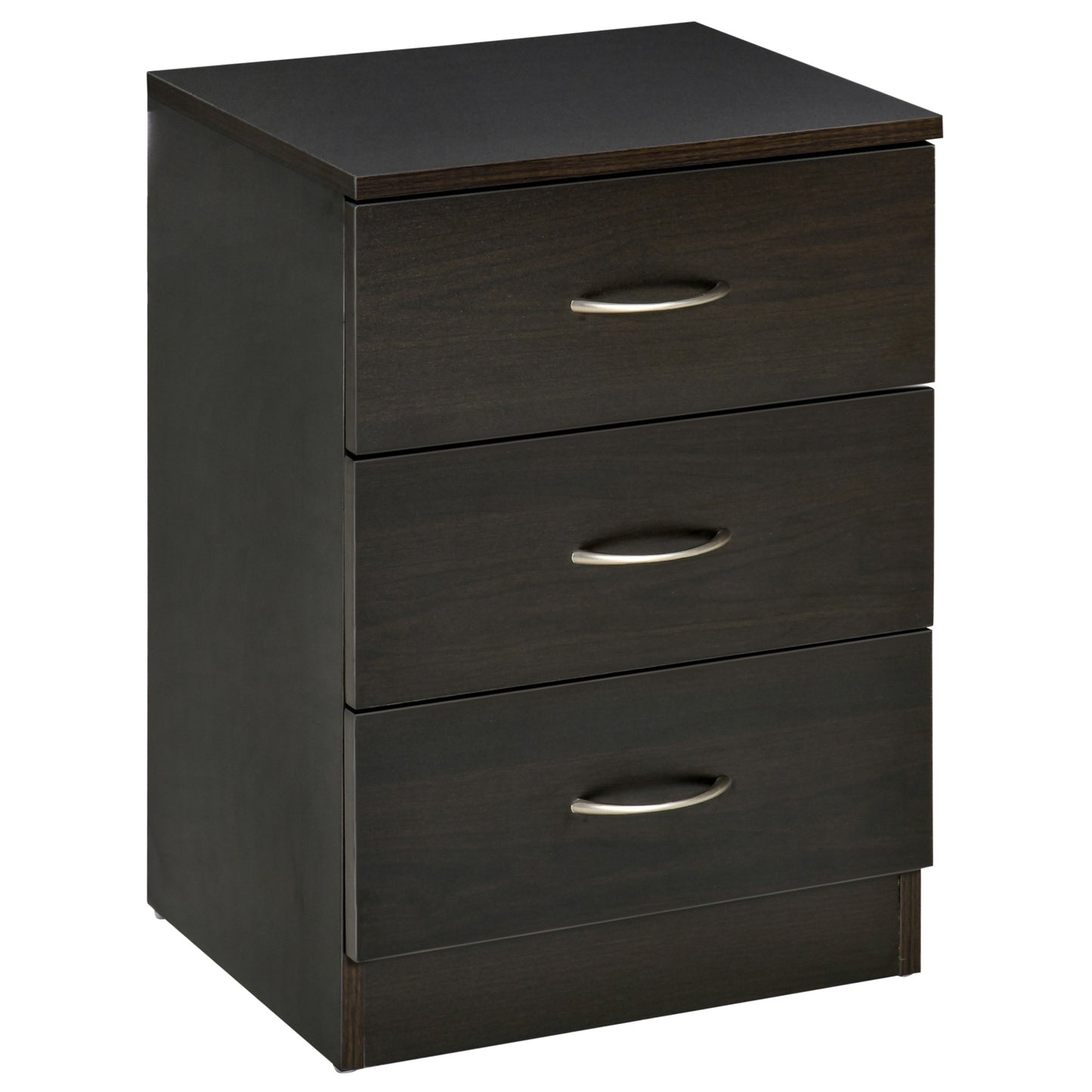 Photo of HOMCOM Three-Drawer Simple Bedside Table - Black in Black colour on a white background