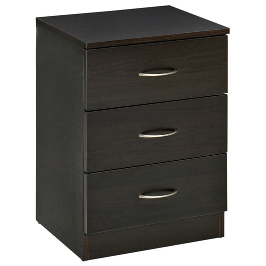 Photo of HOMCOM Three-Drawer Simple Bedside Table - Black in Black colour on a white background