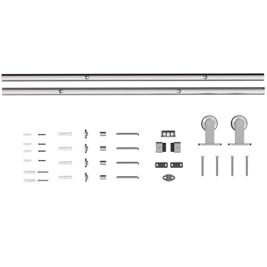 Photo of HOMCOM Sliding Door Hardware Kit Smooth Quiet 304 Stainless Steel for 200cm Track Sliver Tone in Tone colour on a white background