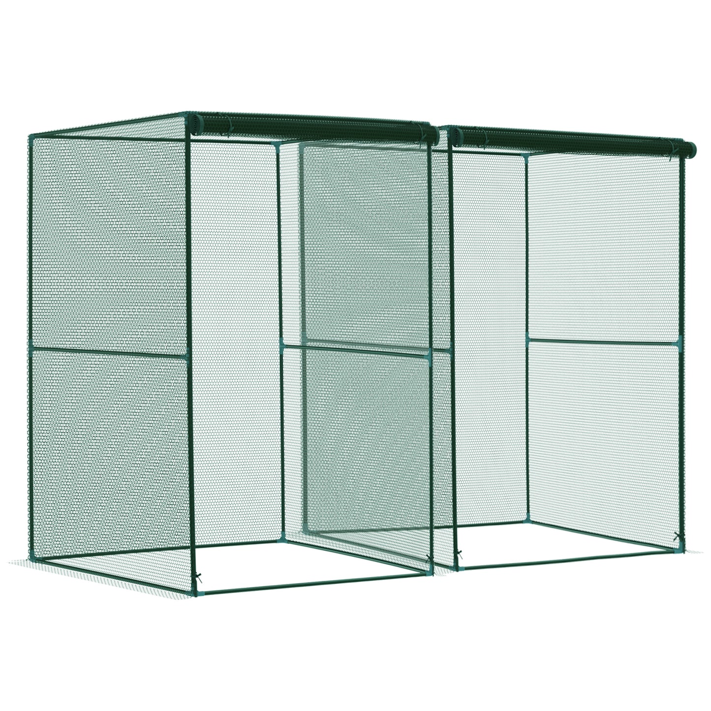 Photo of Outsunny Set of 2 Fruit Cage Bird Netting, Vegetable Plant Protection Tent with Zipped Door, Anti Bird, Insects, Small Animals, 1.2 x 1.2 x 1.8m, Dark Green in Green colour on a white background