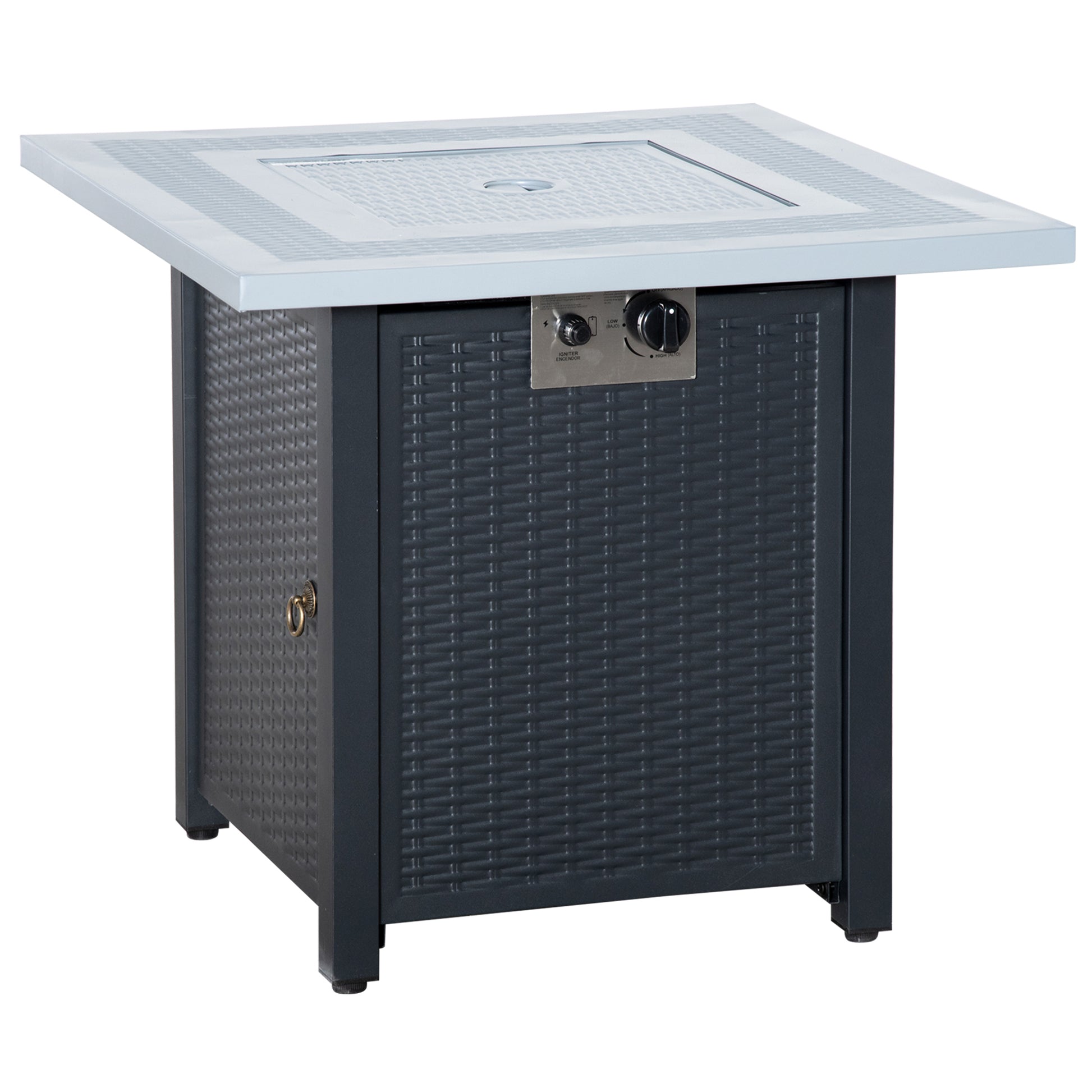 Photo of Outsunny 71 x 71cm 40000 BTU Gas Firepit Table - Black/Grey in Black/Grey colour on a white background