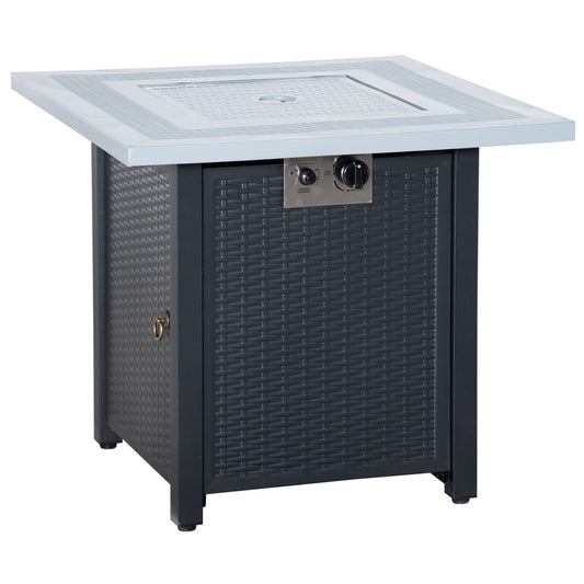Photo of Outsunny 71 x 71cm 40000 BTU Gas Firepit Table - Black/Grey in Black/Grey colour on a white background