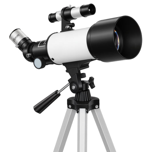 Photo of Outsunny Astronomy Telescope for Adults and Beginners with 70 mm Aperture, Carry Bag, White in White colour on a white background