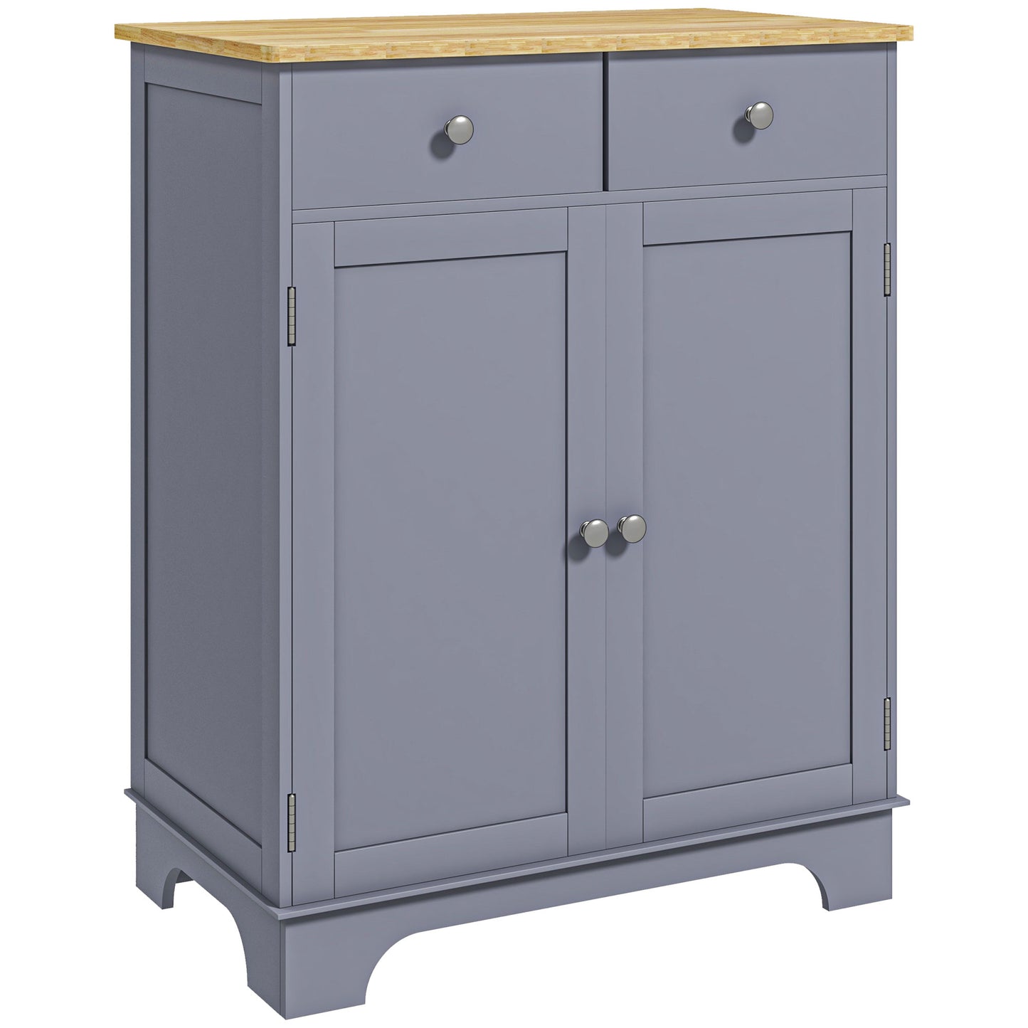Photo of HOMCOM Side Storage Multi-use Sideboard Table Kitchen Floor Cabinet with Solid Wood Top, Adjustable Shelf, Drawer, Grey in Grey colour on a white background