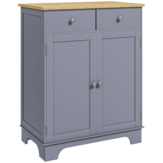 Photo of HOMCOM Side Storage Multi-use Sideboard Table Kitchen Floor Cabinet with Solid Wood Top, Adjustable Shelf, Drawer, Grey in Grey colour on a white background