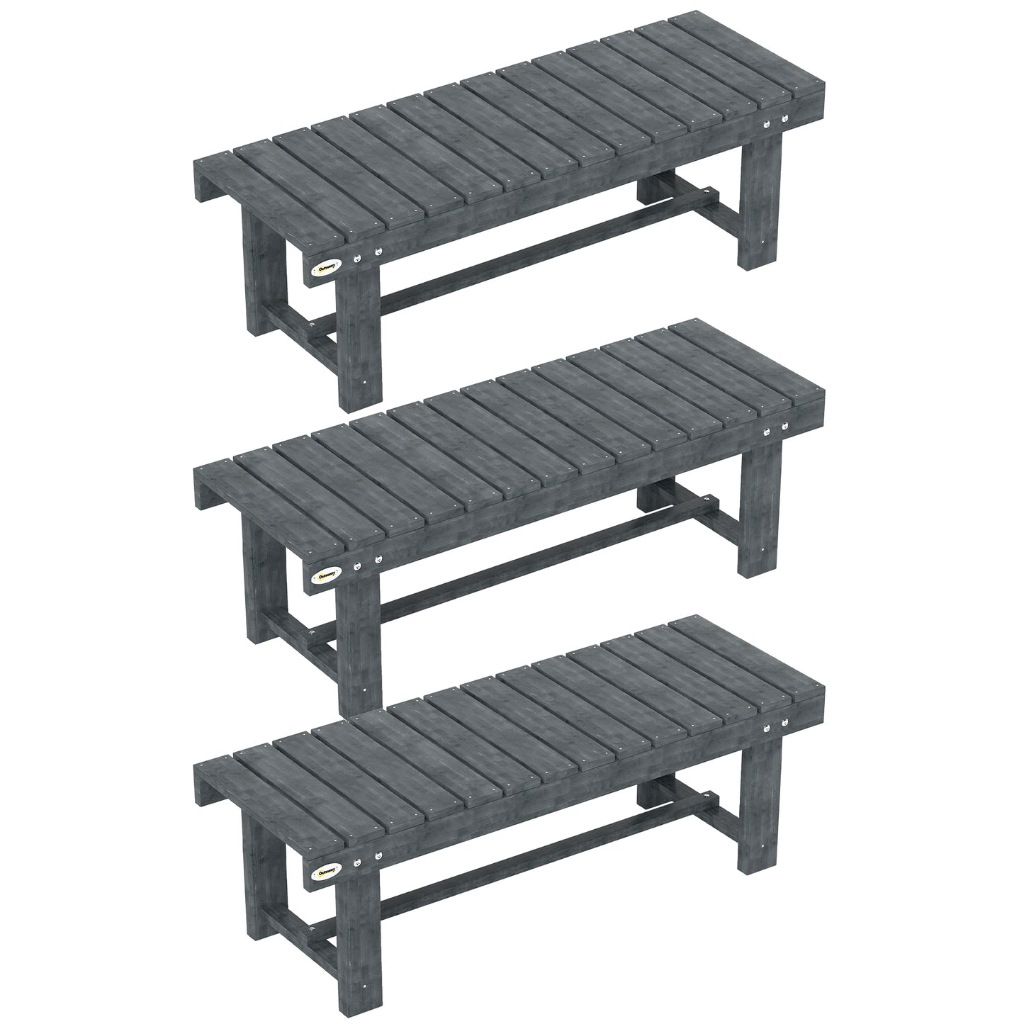 Photo of Outsunny 2-Seater Garden Wooden Bench, Grey in Grey colour on a white background