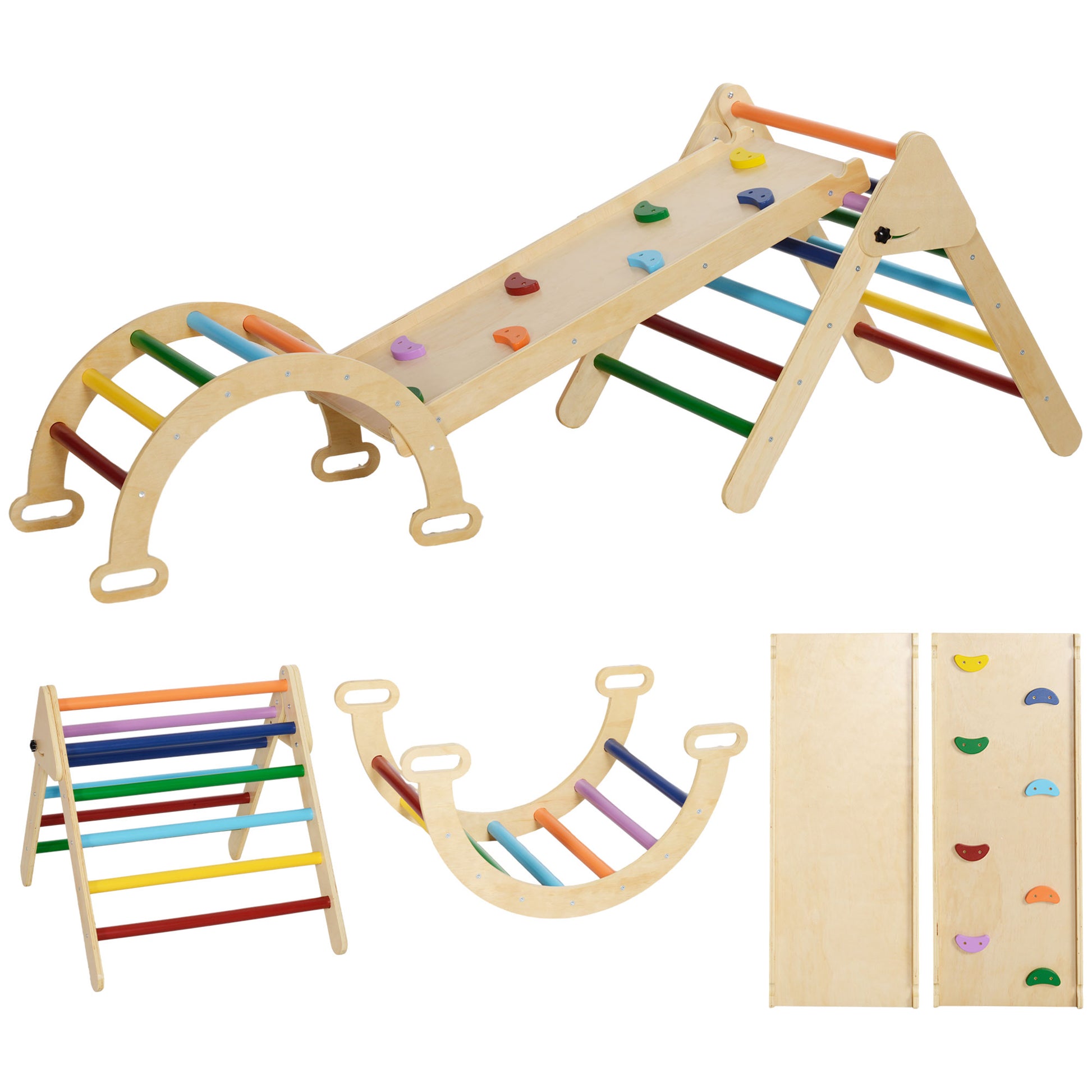 Photo of AIYAPLAY 5-in-1 Toddler Climbing Frame with Ramp, Arch, for 18-48 Months, Multicoloured in Multicoloured colour on a white background