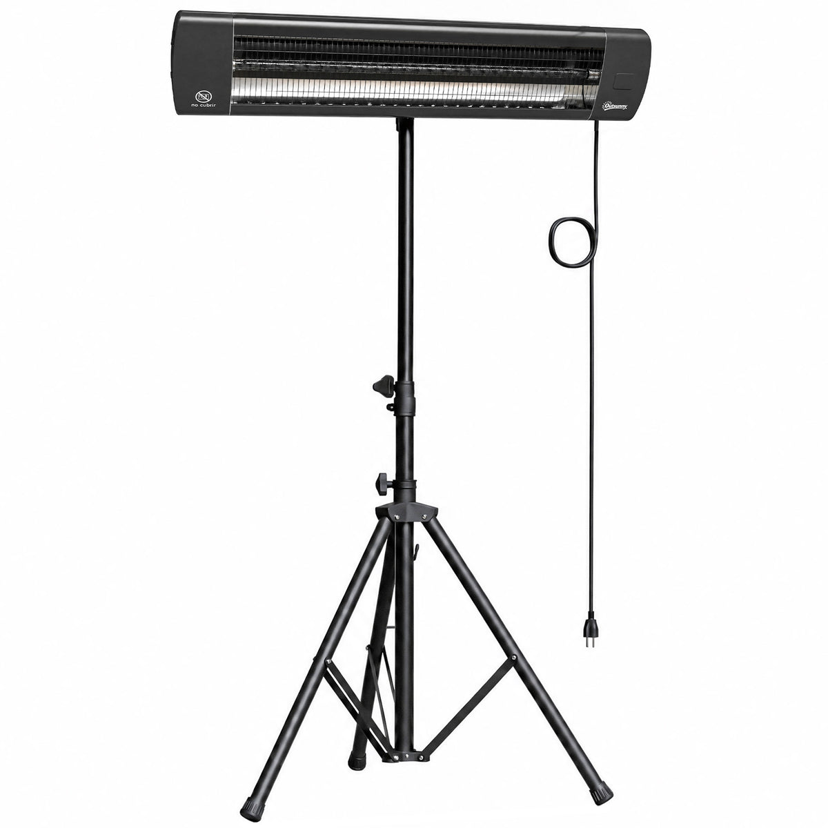 Photo of Outsunny 2500 W Electric Infrared Patio Heater, IP65 Outdoor Garden Heater with Tripod, 3 Heat Settings, 24H Timer, Black in Black colour on a white background
