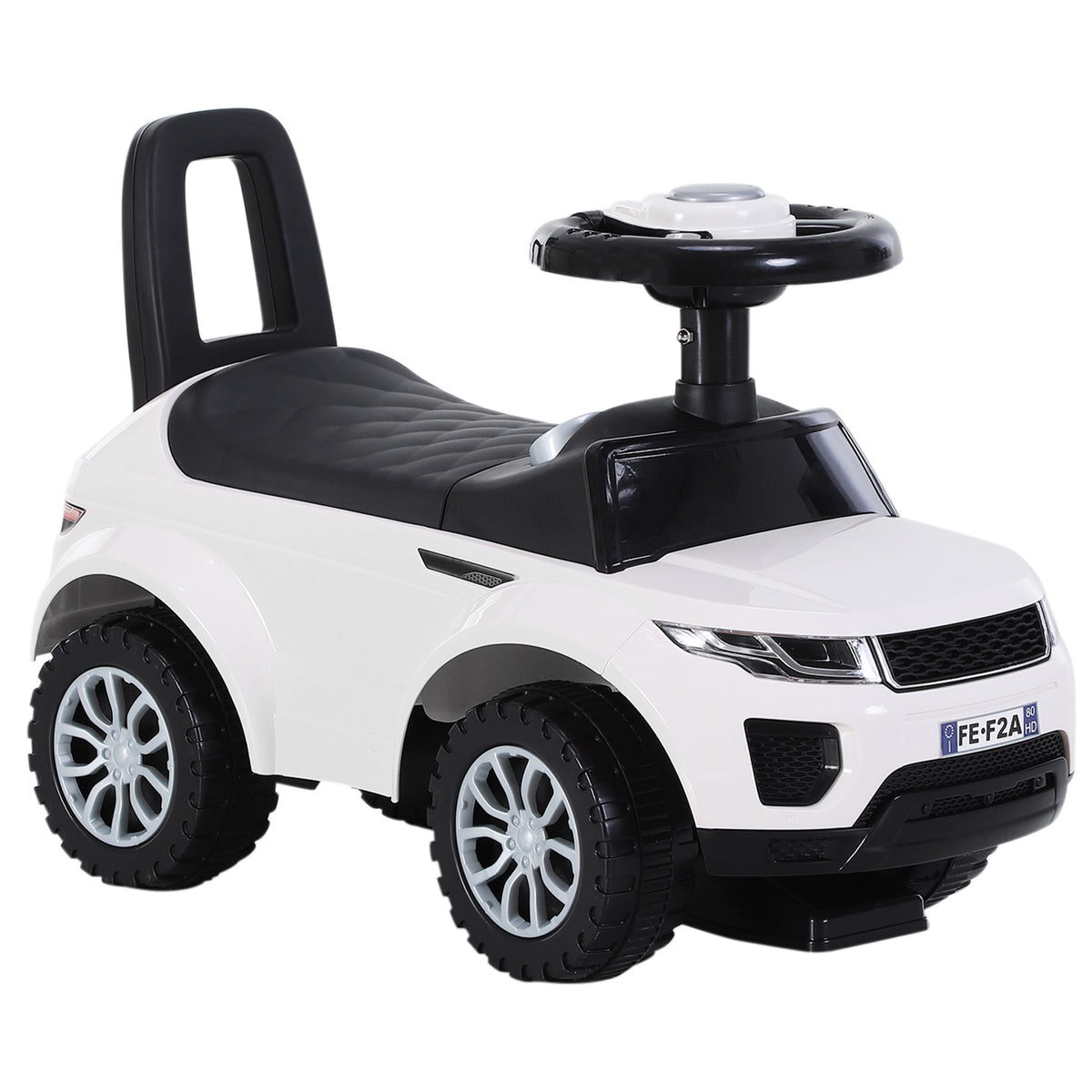 Photo of HOMCOM 3-in-1 Ride On Car Foot To Floor Slider Toddler w/ Horn Steering Wheel NO POWER Manual Under Seat Storage Secure Design for 1-3 Year Old White in White colour on a white background