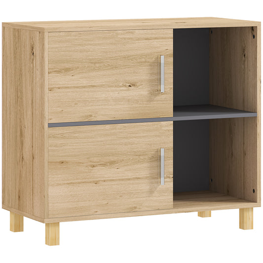 Photo of HOMCOM Bathroom Cabinet, Freestanding Bathroom Cabinet with Open Compartments and Double Doors in Doors colour on a white background