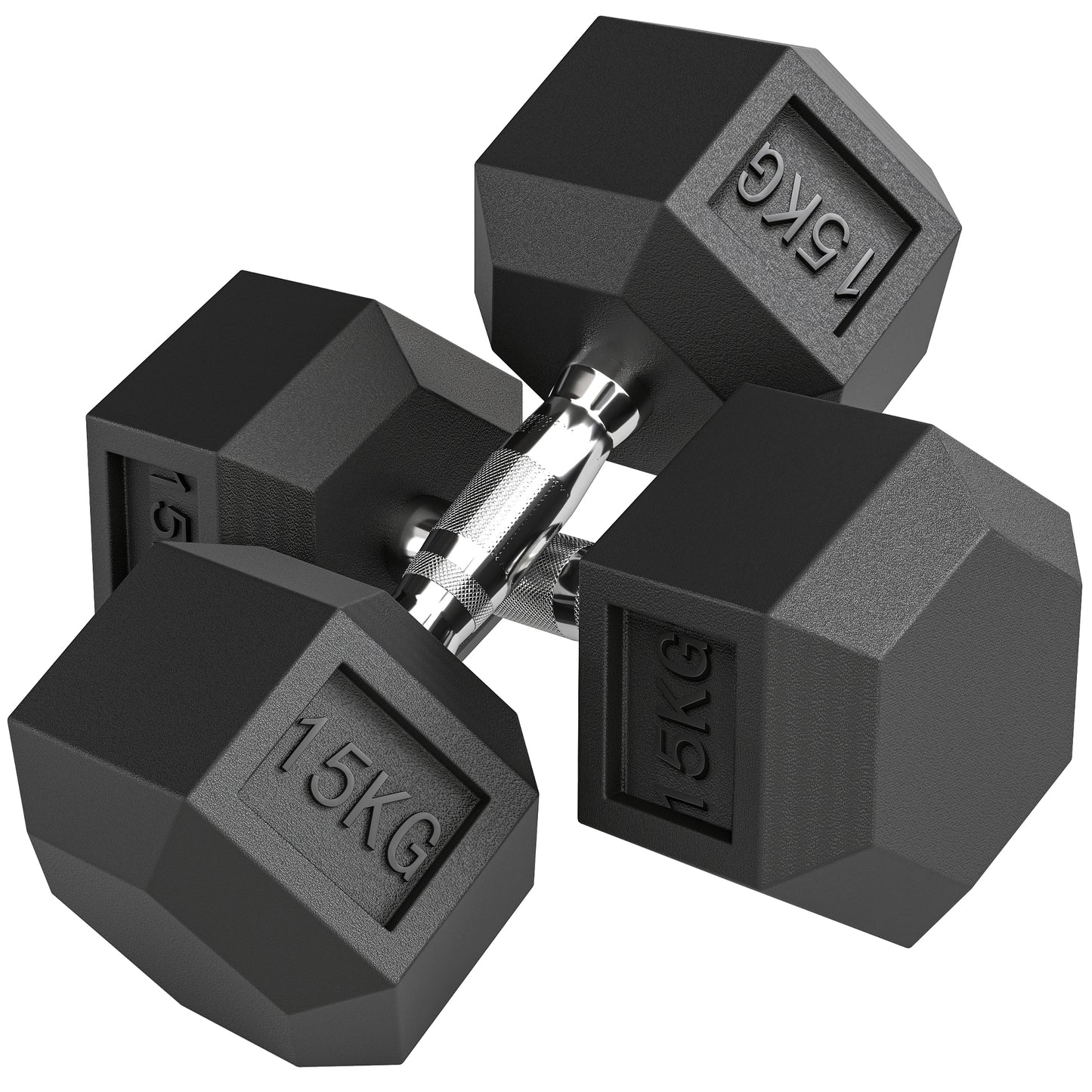 Photo of HOMCOM 2x15KG Rubber Hex Dumbbell Portable Hand Weights Dumbbell Home Gym in Gym colour on a white background