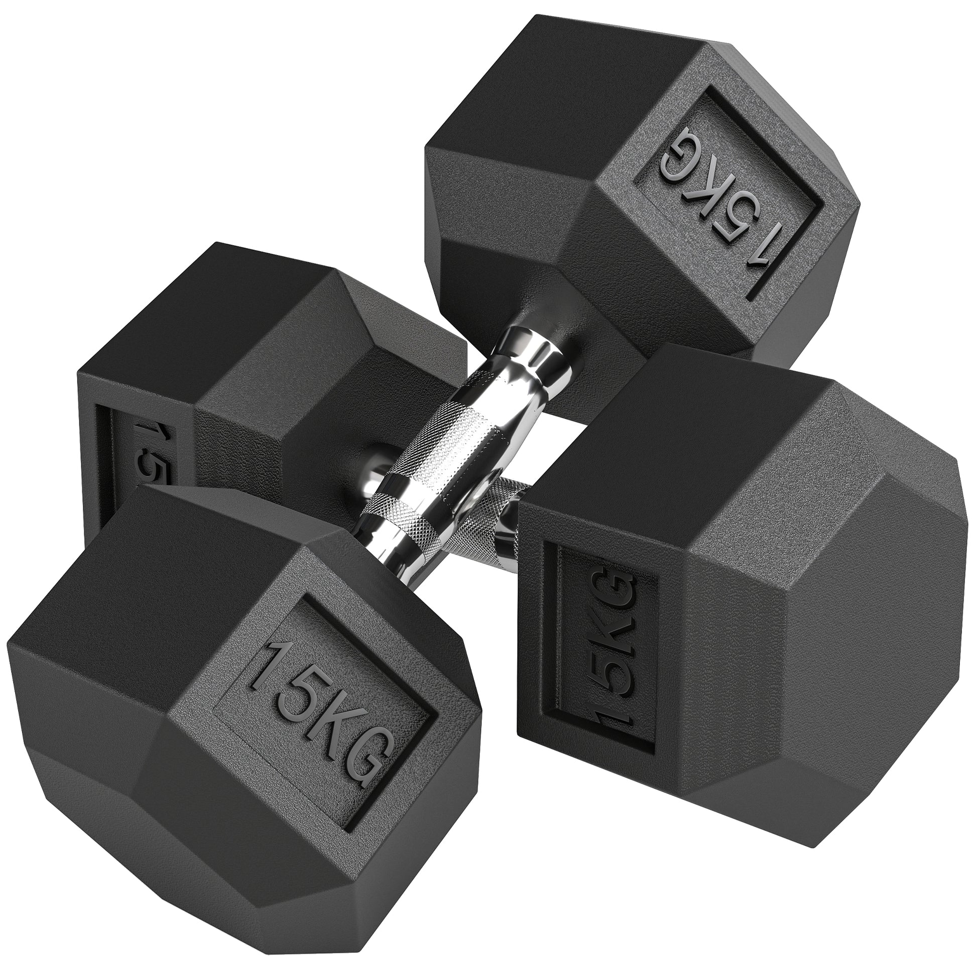 Photo of HOMCOM 2x15KG Rubber Hex Dumbbell Portable Hand Weights Dumbbell Home Gym in Gym colour on a white background